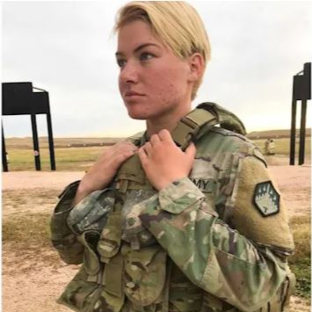 Female soldier wearing body armor