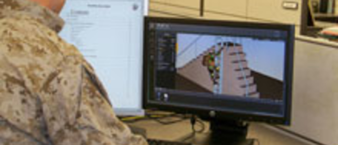 Person in fatigues demonstrating the GruntSim program