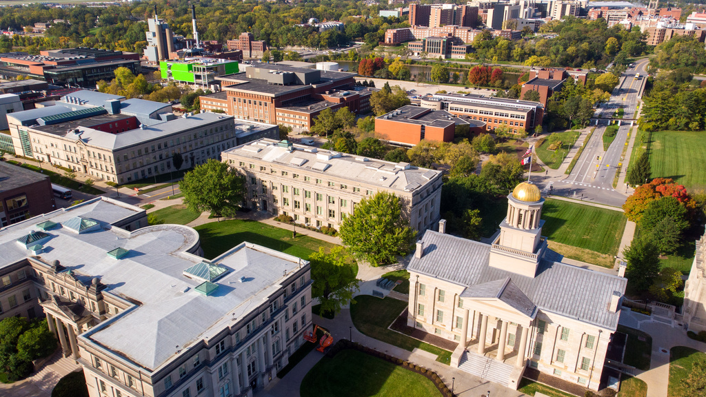 Drone over Pentacrest