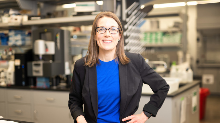 Kristan Worthington poses in her lab